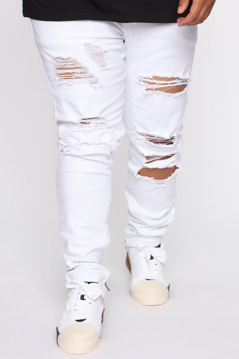 Crater Skinny Destroyed Jeans White Fashion Nova Mens Jeans