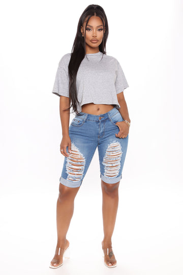 Follow Me Overalls Dark Denim Fashion Nova Jean Shorts
