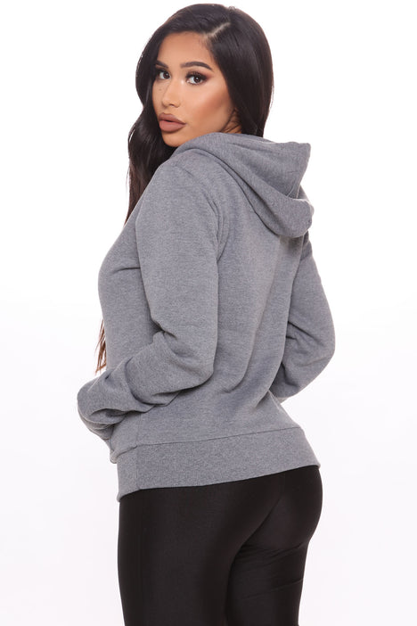 Relaxed Vibe Solid Hoodie - Heather Grey, Fashion Nova, Knit Tops