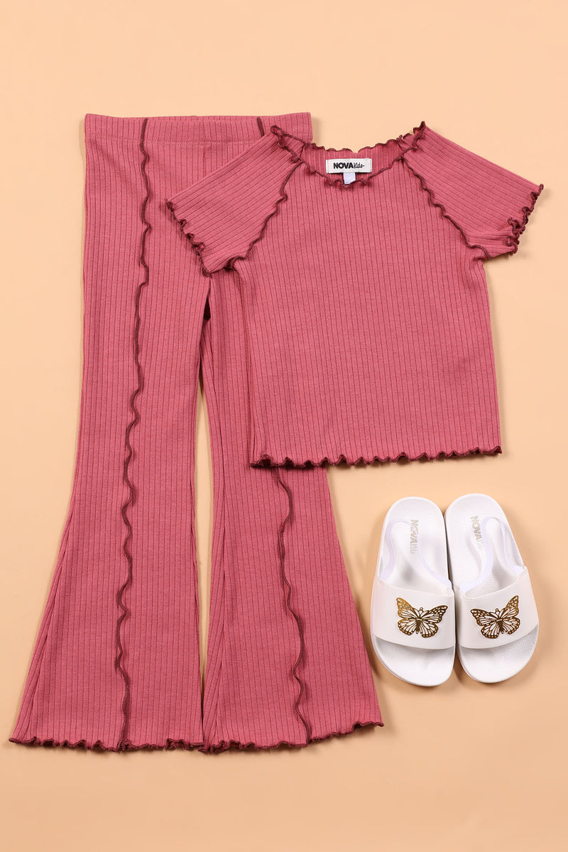 Mini Anastasia Ribbed Pant Set - Pink | Fashion Nova, Kids Sets ...