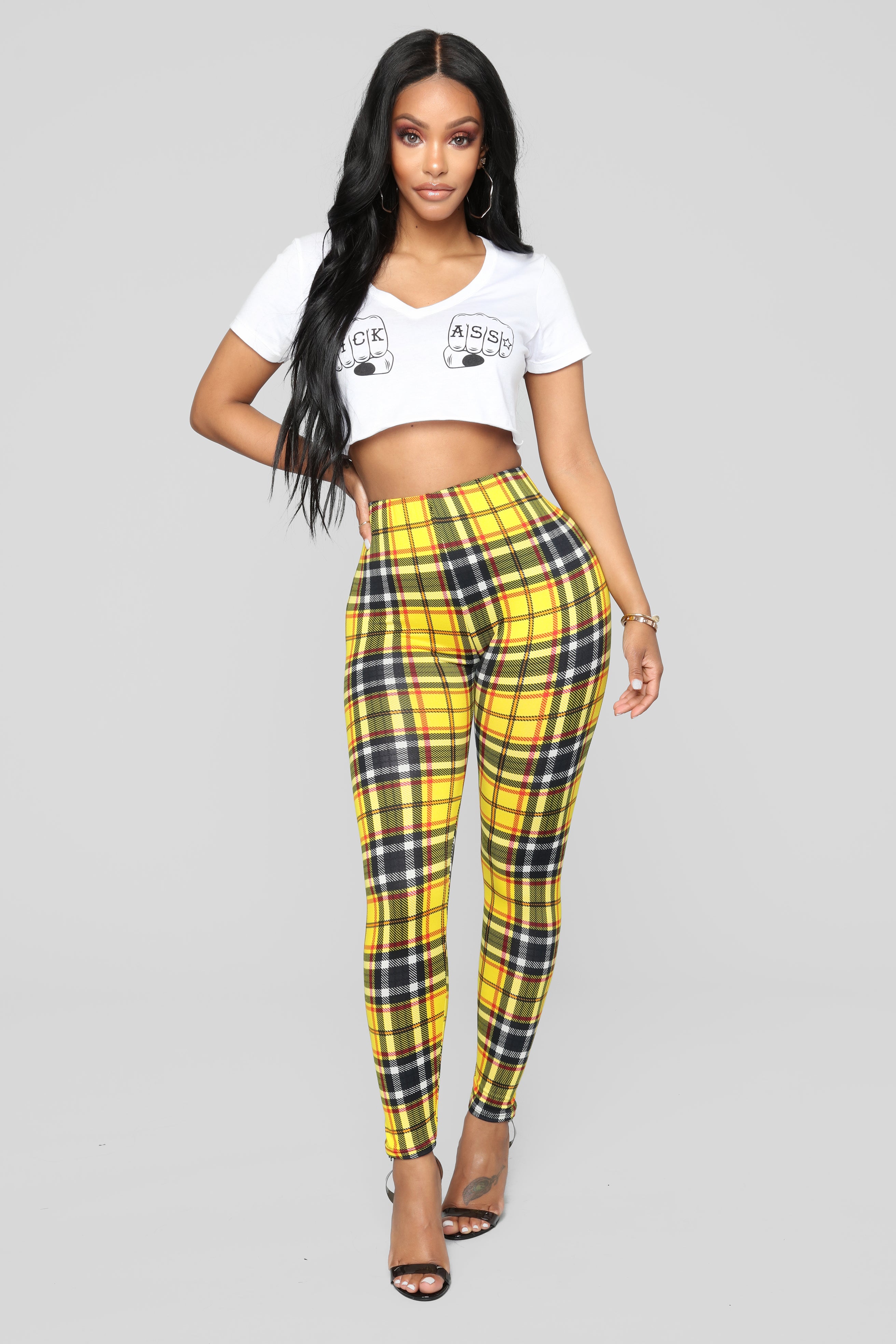 As If Plaid Leggings - Yellow, Fashion Nova, Leggings