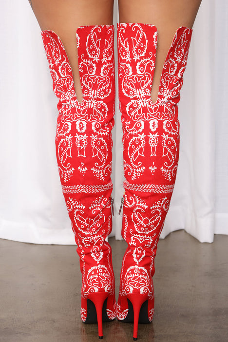 Red over the sales knee boots size 11