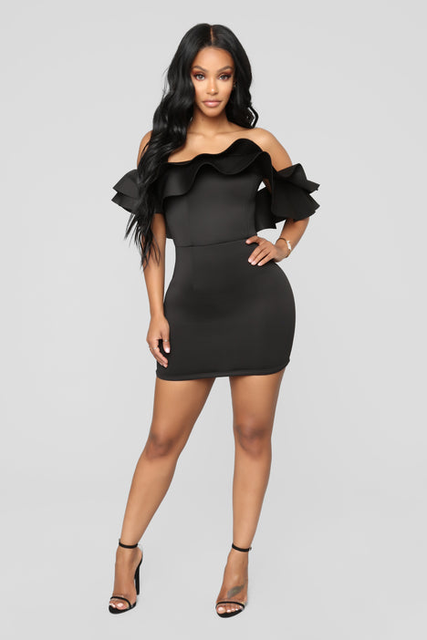 Stay The Night Off Shoulder Dress Black Fashion Nova Dresses