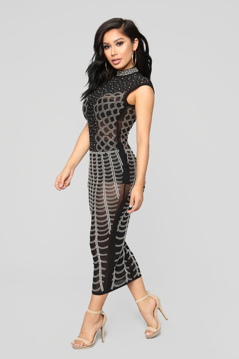 Sea Of Shine Midi Dress Black
