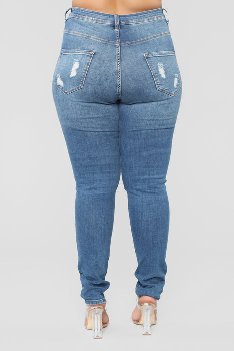 Heavy Lifting Distressed Skinny Jeans Medium Blue