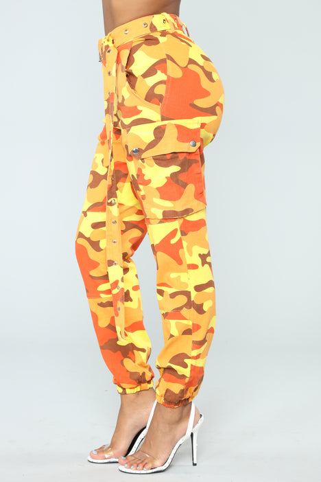 Orange camo pants fashion nova online