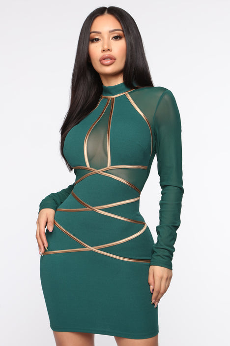 Hunter green dress fashion nova discount