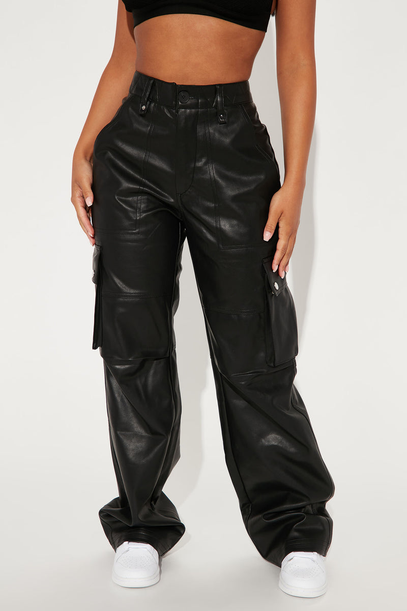Take A Chance Faux Leather Cargo Pant 30 - Black | Fashion Nova, Pants ...
