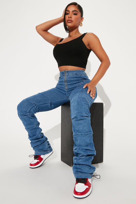 Dream Come True Stacked Jeans - Medium Blue Wash, Fashion Nova, Jeans