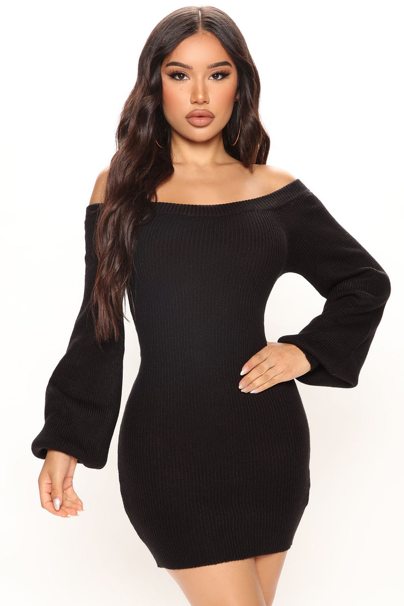 Elektra Sweater Mini Dress - Black | Fashion Nova, Dresses | Fashion Nova