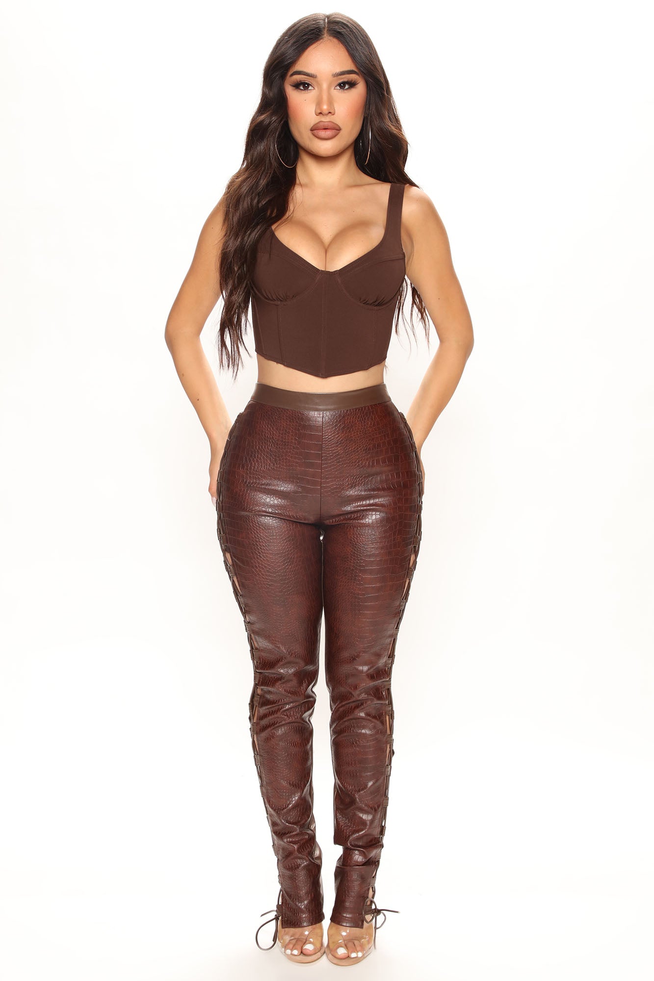 Boutique Amore 3-Button Faux Leather Pants Large