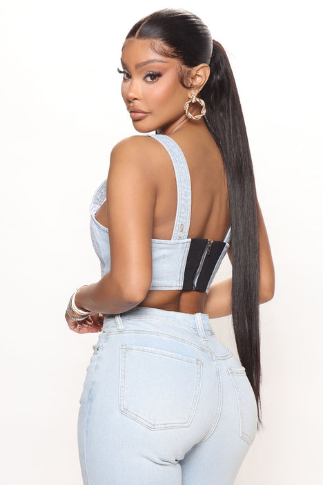 Fashion nova discount denim crop top
