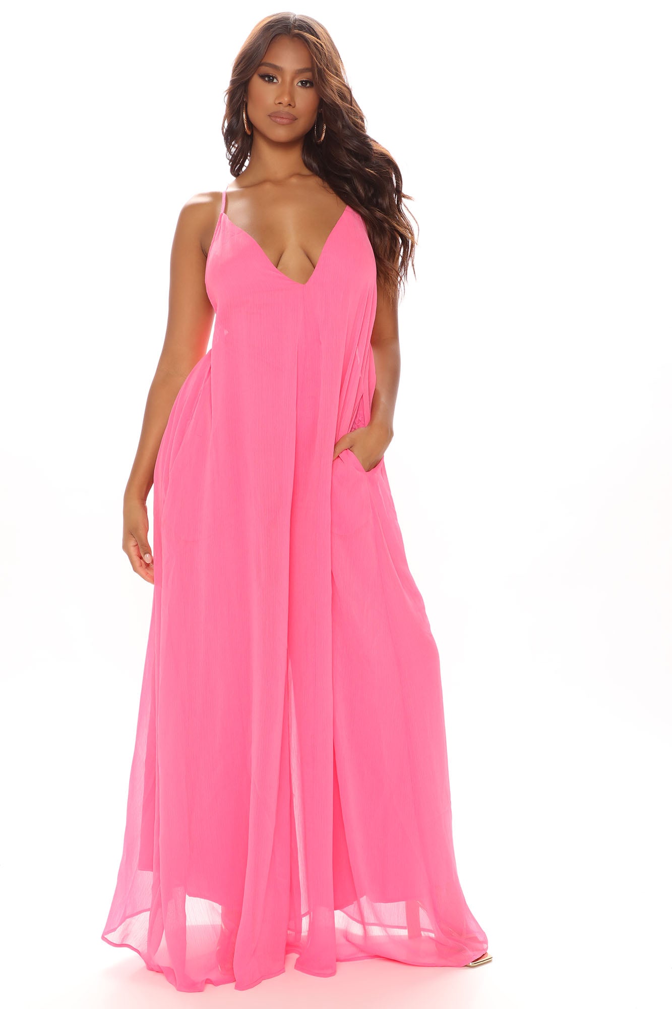 Pink flowy deals jumpsuit