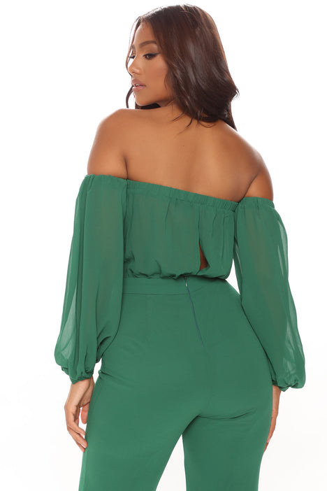 Lorena off outlet shoulder jumpsuit