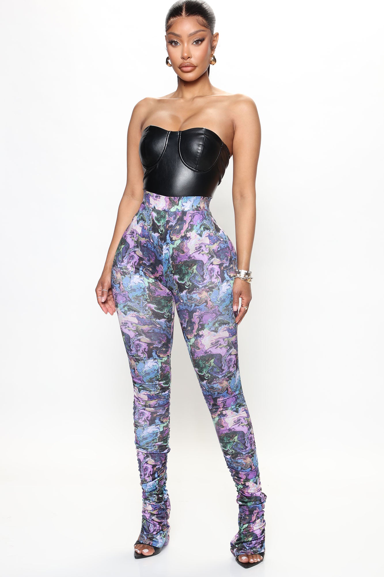 Purple shop stacked pants