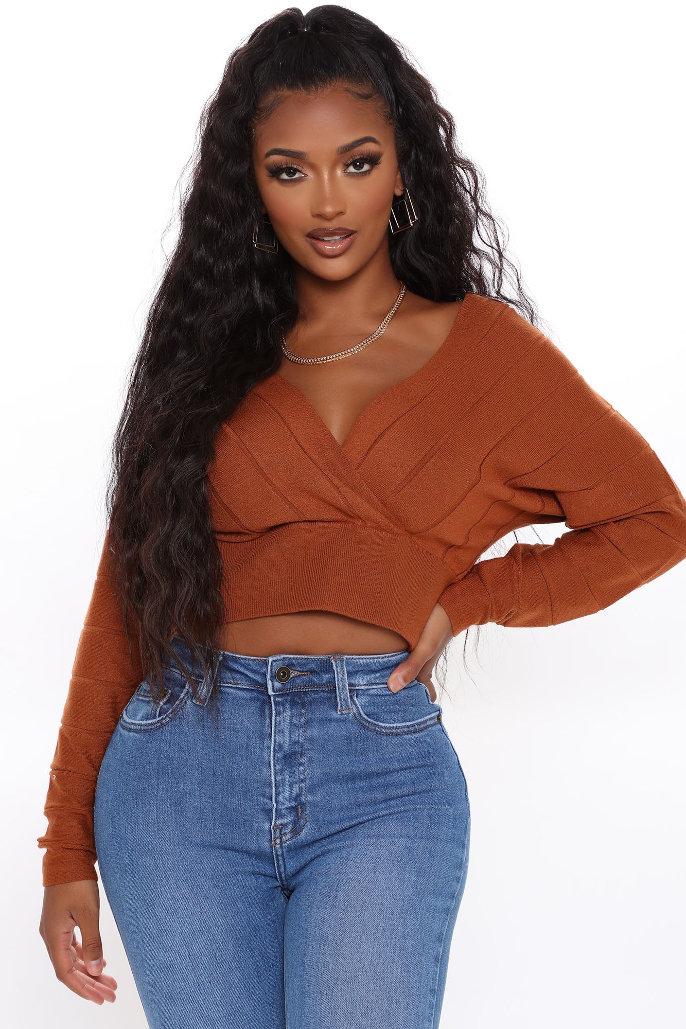 Cropped sweater fashion nova best sale