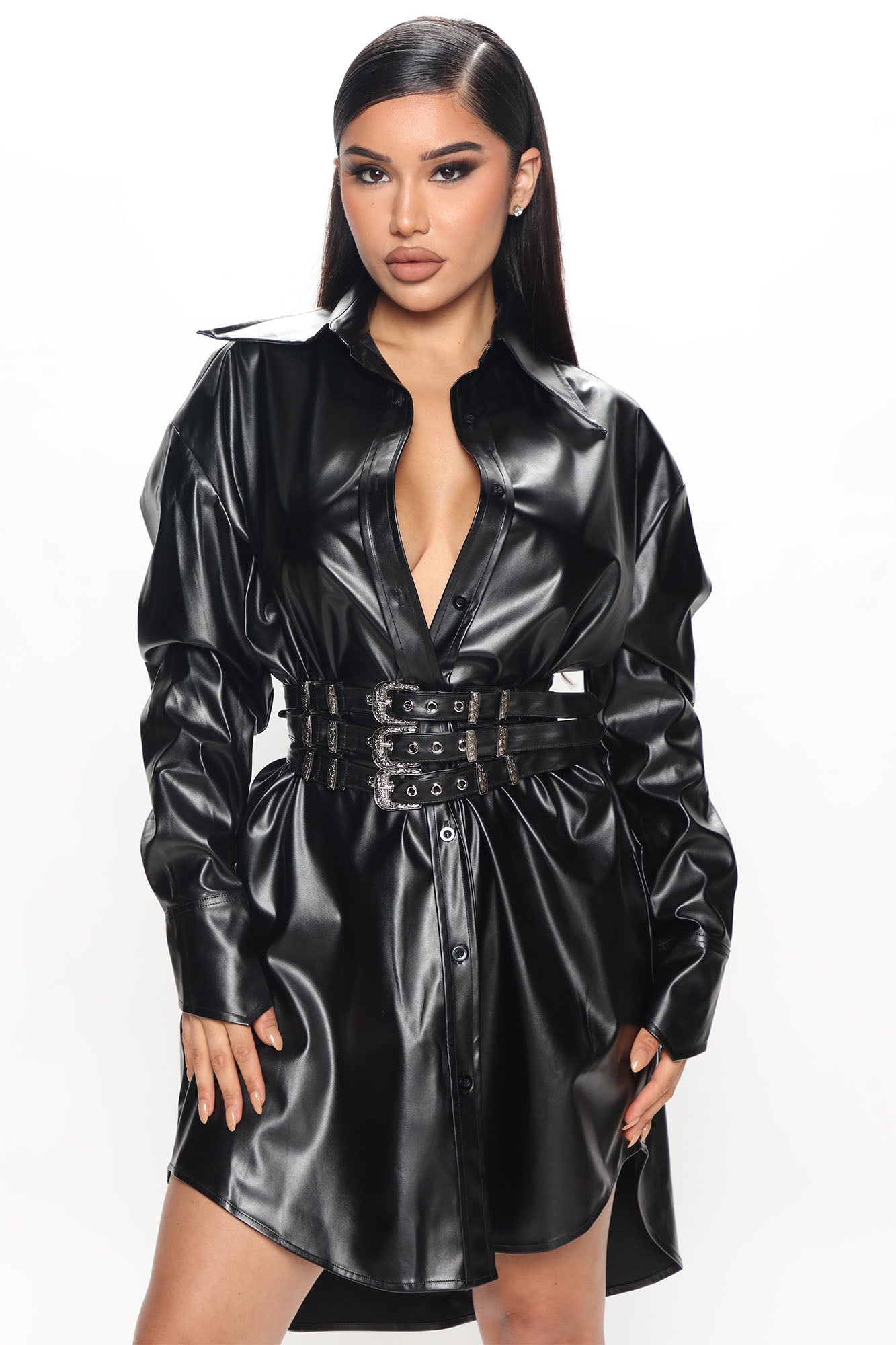 Hit List Leather Dress - Black, Fashion Nova, Dresses
