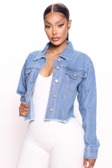 Denim jacket on sale with lace back