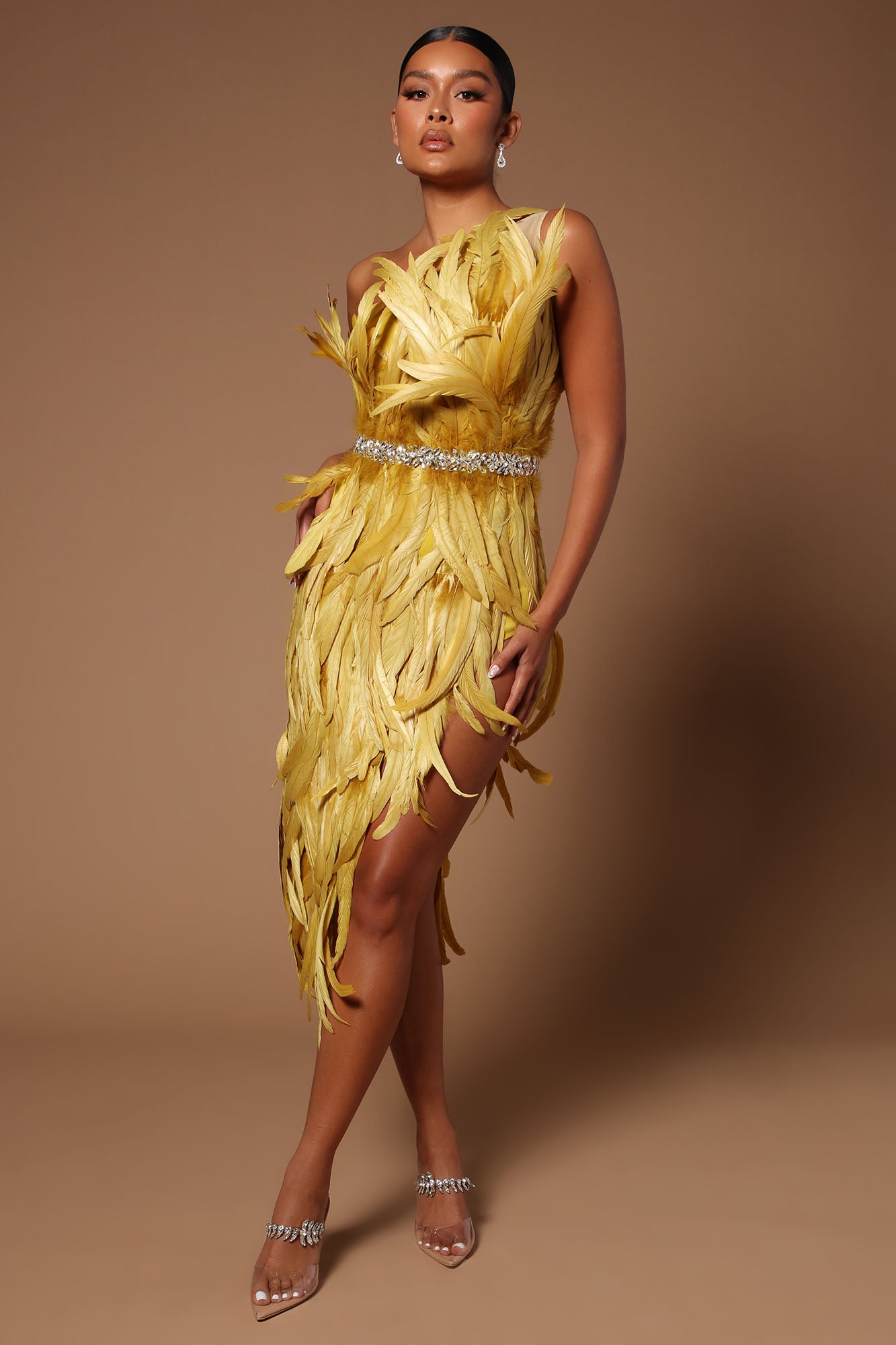 Karen mini dress in chartreuse green clearance