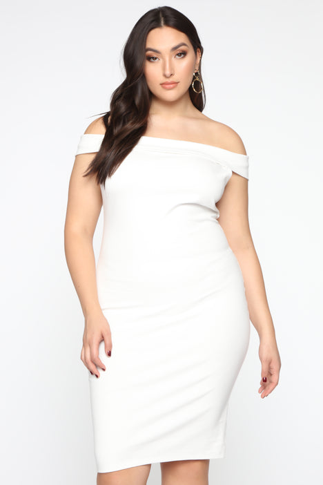 White plus size dress fashion nova discount