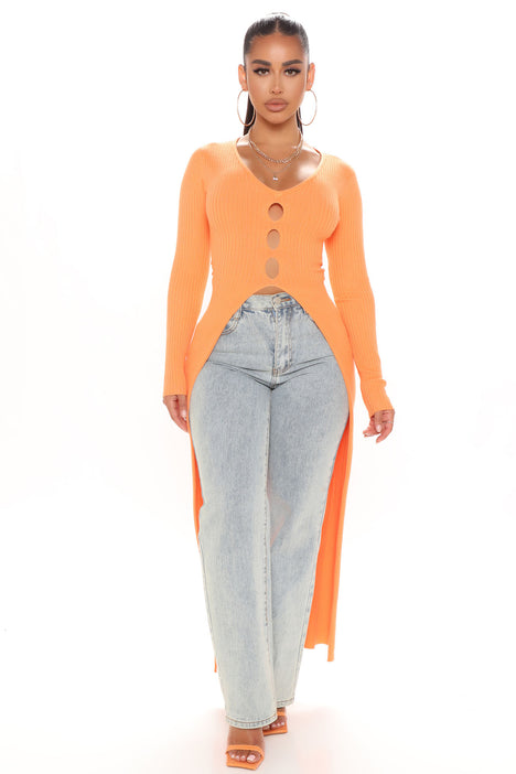 Comfy And Chic Sweater Maxi Top Orange