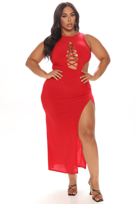 Fashion nova red dress plus size shop