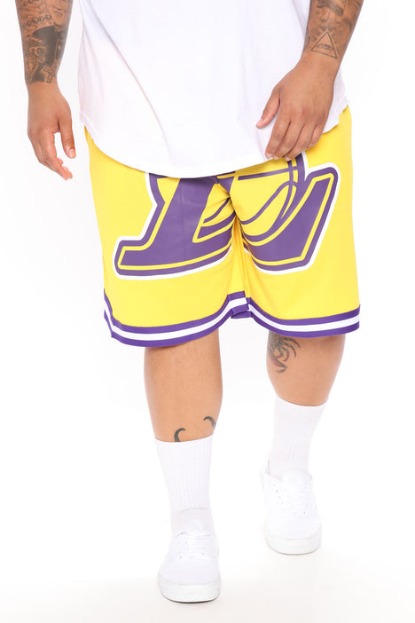 lakers mesh shorts