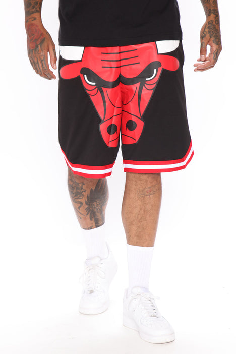 NBA Chicago Bulls Basketball Shorts Men's (M) Big Graphic Large Bull  Logo Black