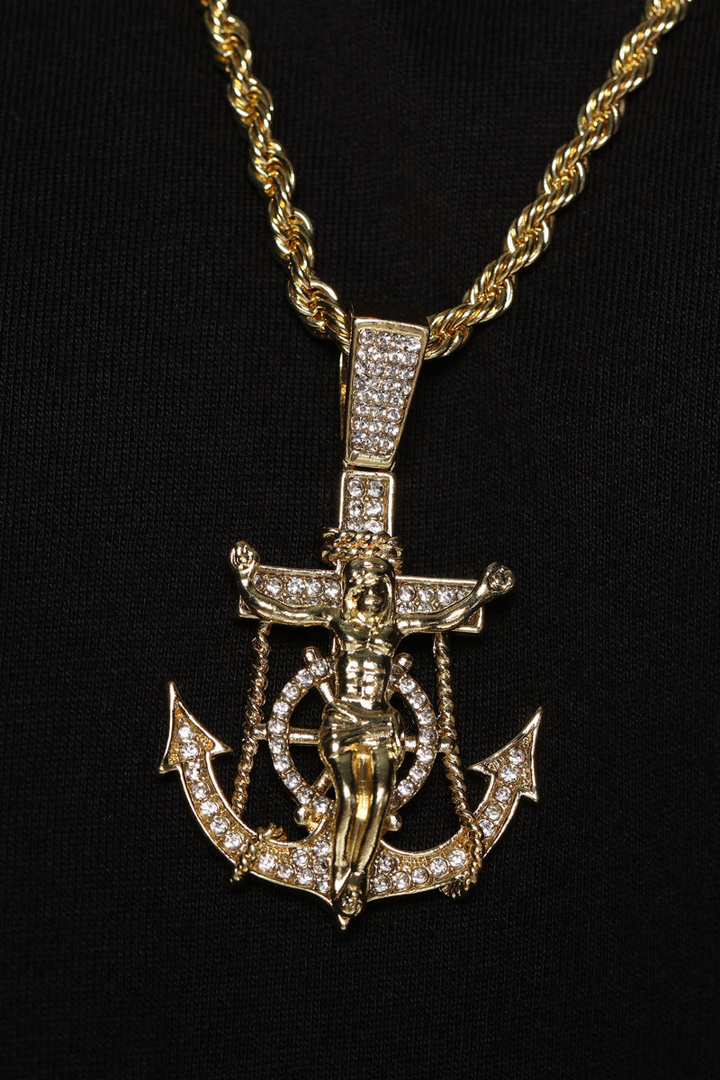 Mariners Cross Pendant Chain Necklace Gold Fashion Nova, Mens Jewelry Fashion Nova