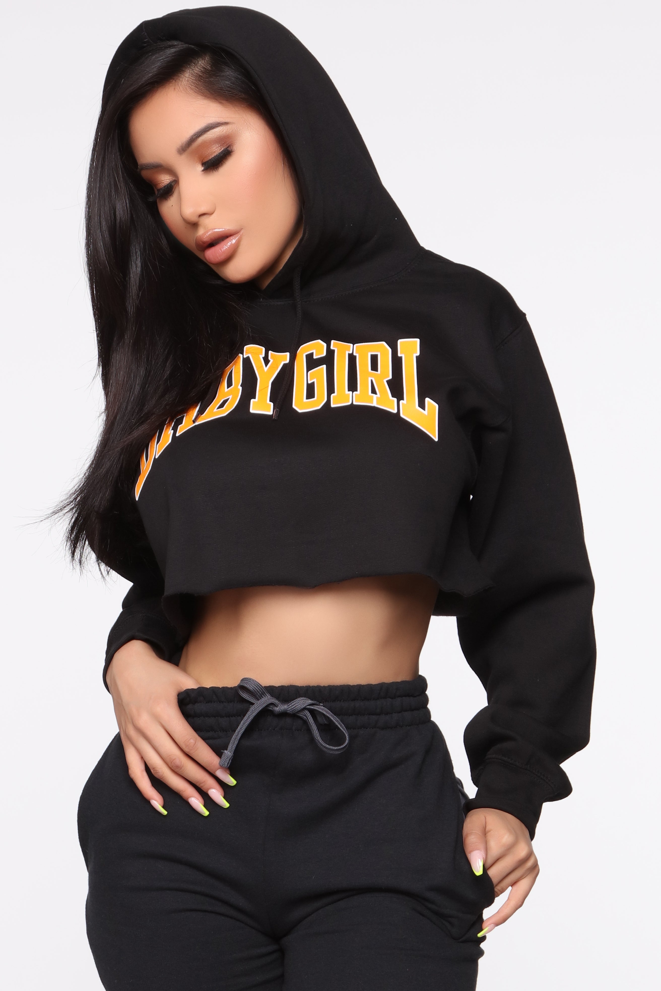 Girls black store cropped hoodie