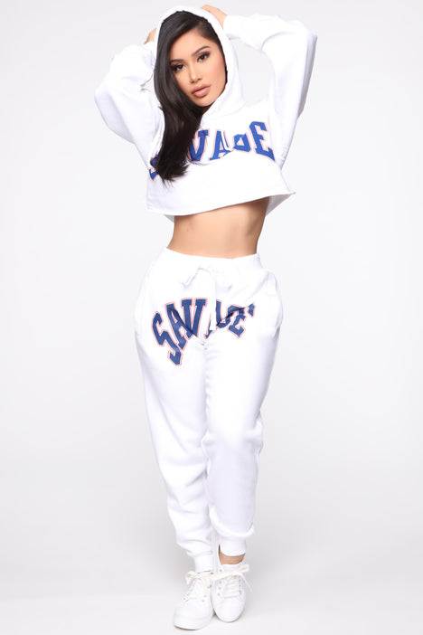 Fashion nova white sweatpants clearance