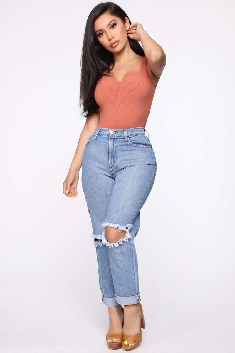 Alexa Ribbed Bodysuit - Rust | Fashion Nova, Bodysuits | Fashion Nova