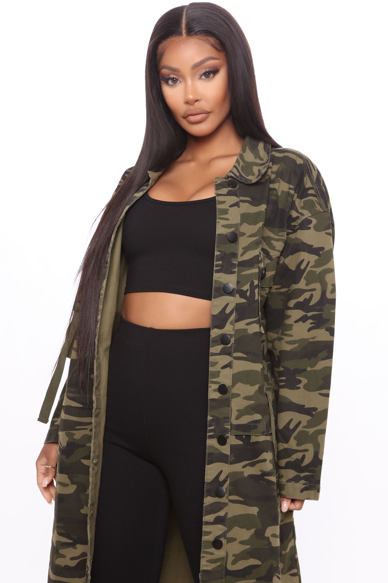 Women's Surviving The Cold Puffer Jacket in Camouflage Size Medium by Fashion Nova