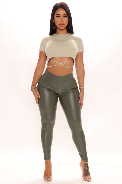 Liliana Faux Leather Leggings - Olive | Fashion Nova, Leggings | Fashion  Nova