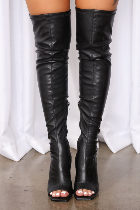 Reel It In Over The Knee Boots - Black