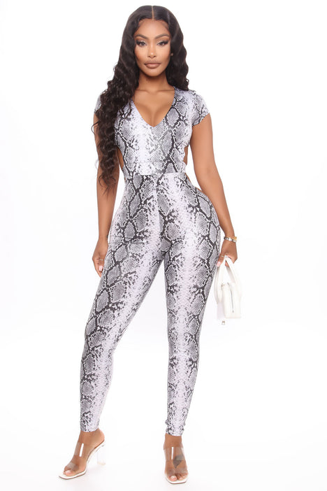 Grey best sale snakeskin jumpsuit