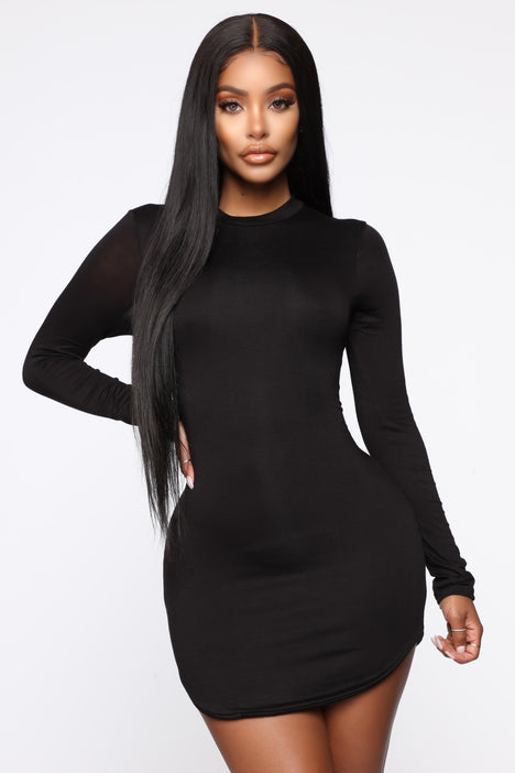 Black long sleeve dress fashion nova online