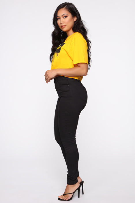 Finesse Short Sleeve Crop Top Yellow