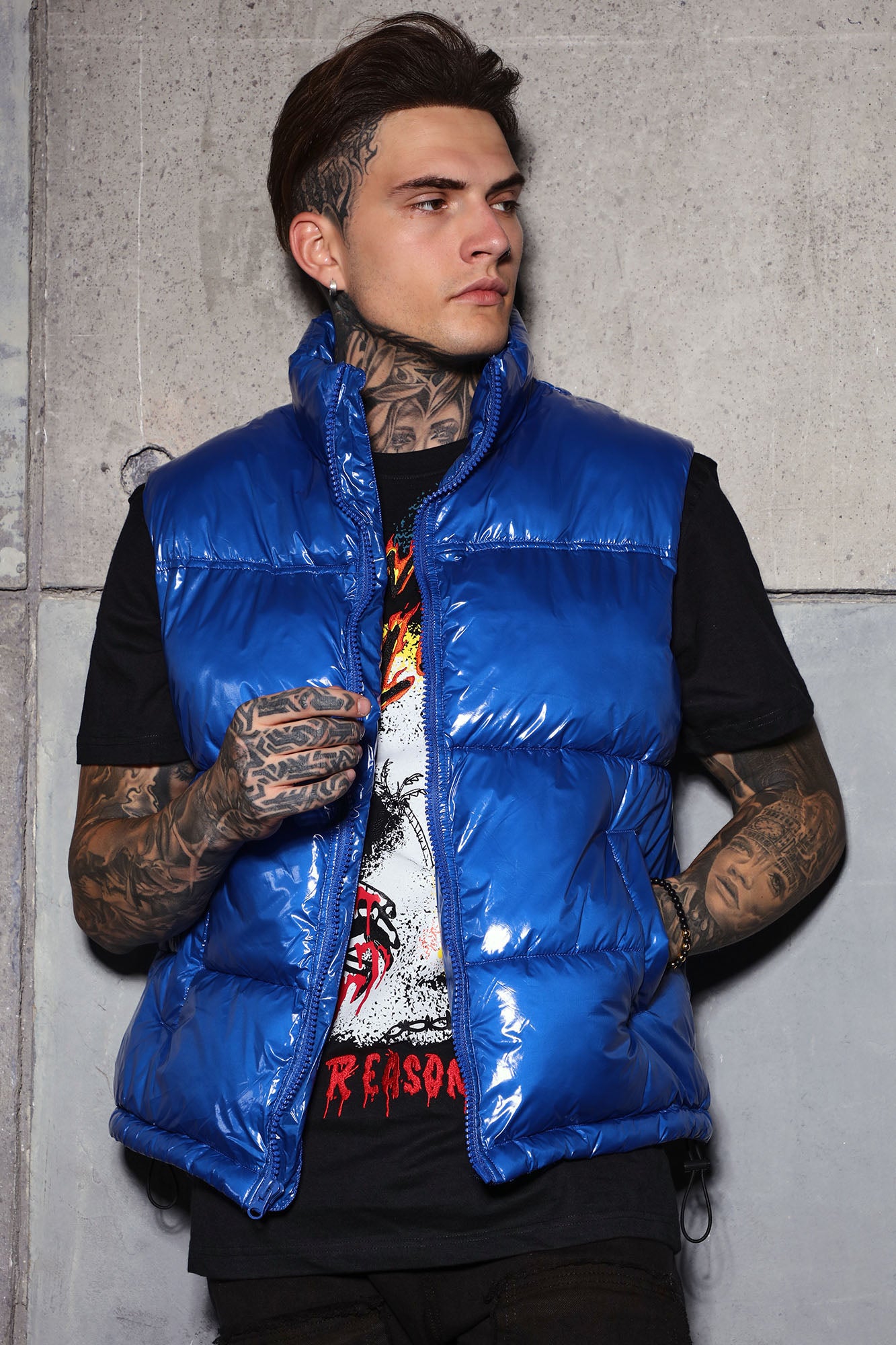 Caleb Puffer Vest - Blue, Fashion Nova, Mens Jackets