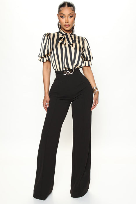 Striped jumpsuit fashion nova hot sale