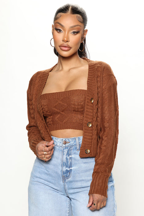 Crop top best sale sweater set