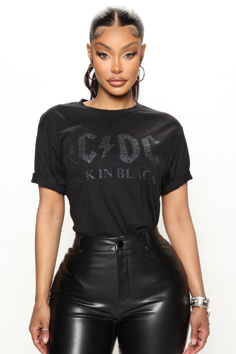 ACDC Back In Black Glitter T-Shirt - Black | Fashion Nova, Screens Tops ...