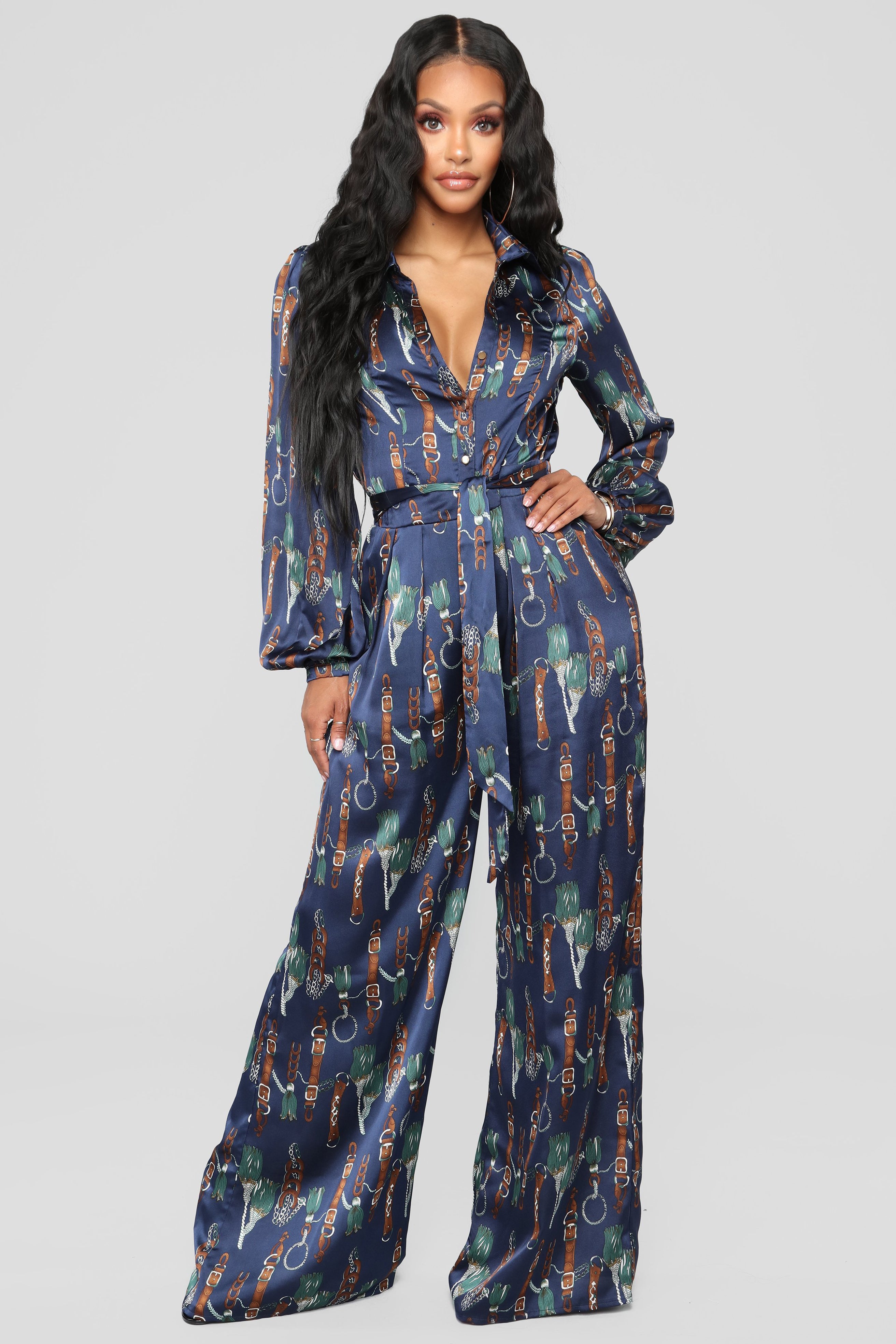 Fashion nova satin top jumpsuit