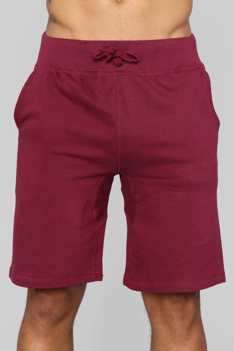 Burgundy jogger shorts hot sale
