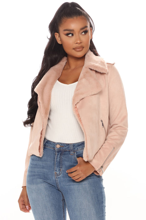 Blush faux hot sale suede jacket
