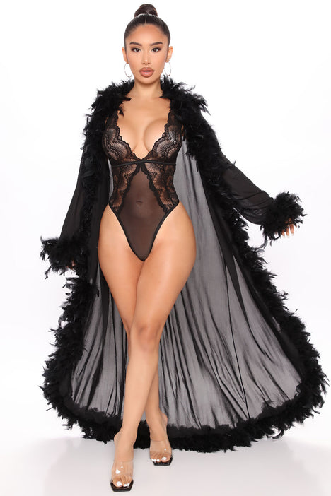 Fashion nova feather robe on sale