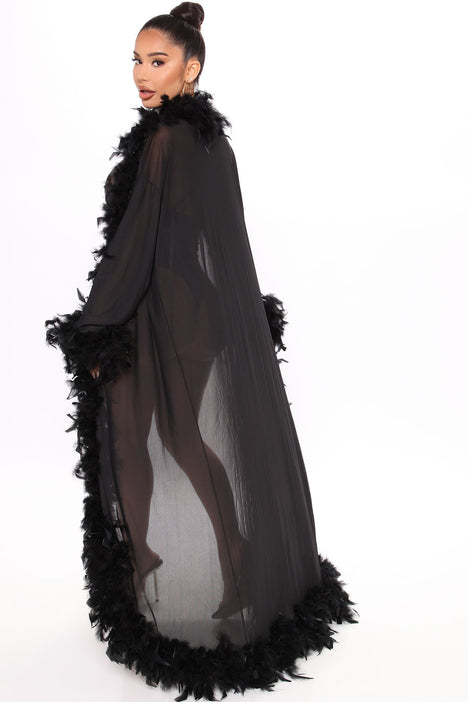 Fashion nova feather robe hot sale