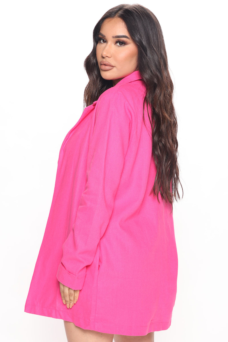 Lexi Linen Blazer Short Set Fuchsia Fashion Nova, Matching Sets