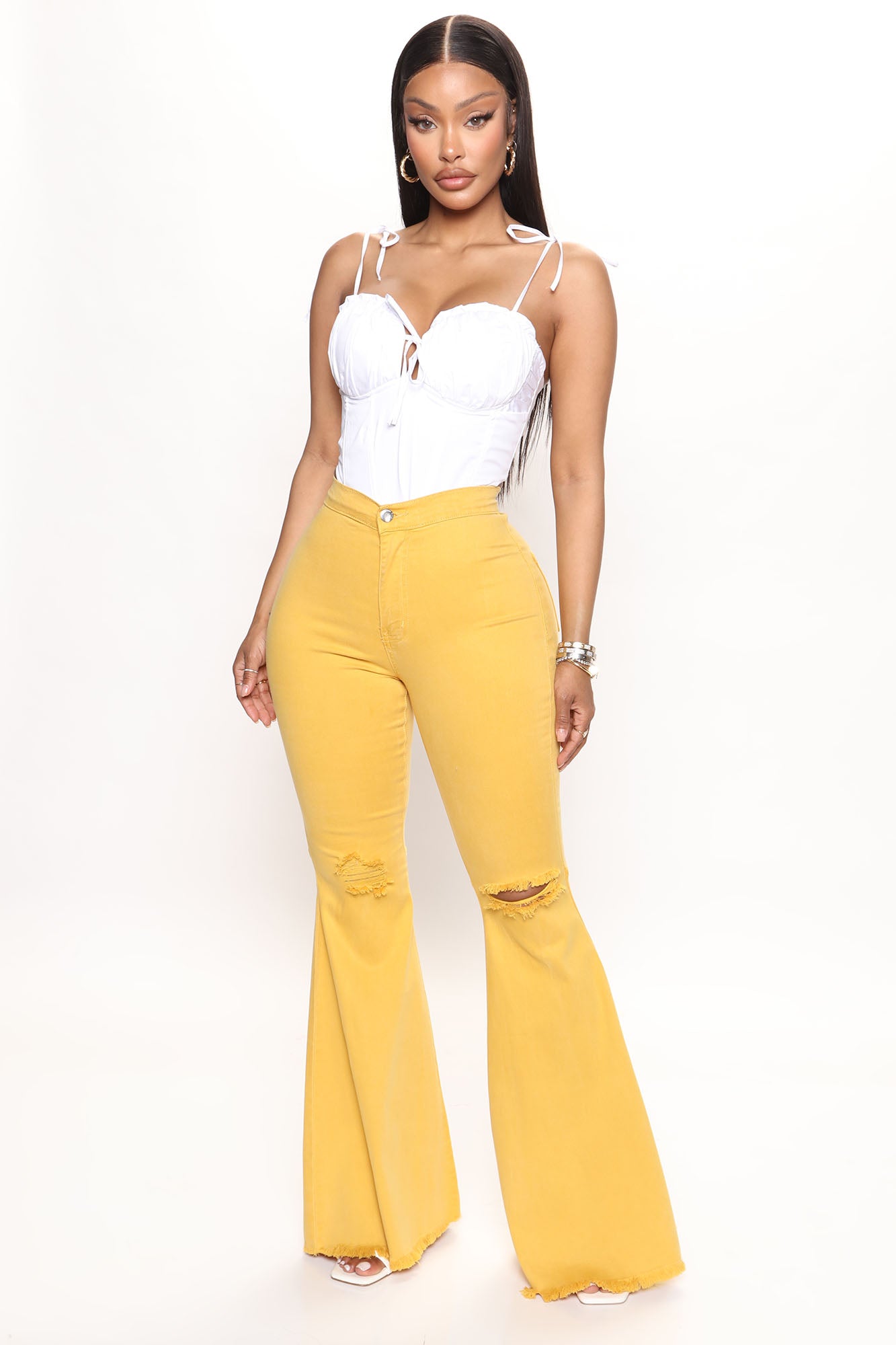 Yellow shop bottom jeans