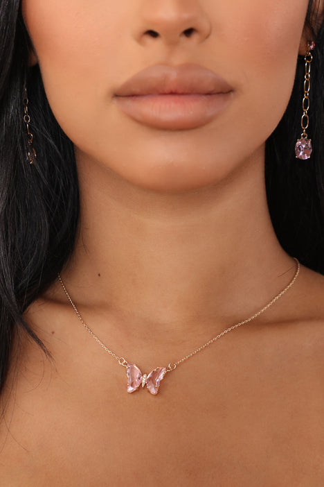 Butterfly gem necklace deals